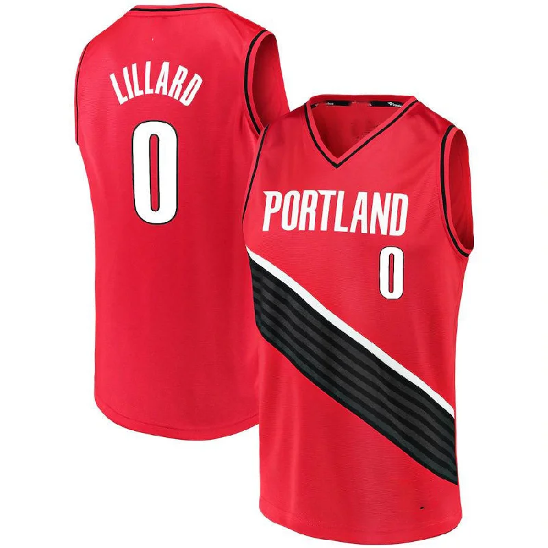 Classic Basketball Jerseys with Traditional Design-P.Trail Blazers #0 Damian Lillard Fanatics Branded 2020-21 Fast Break Replica Jersey Statement Edition  Red Stitched American Basketball Jersey