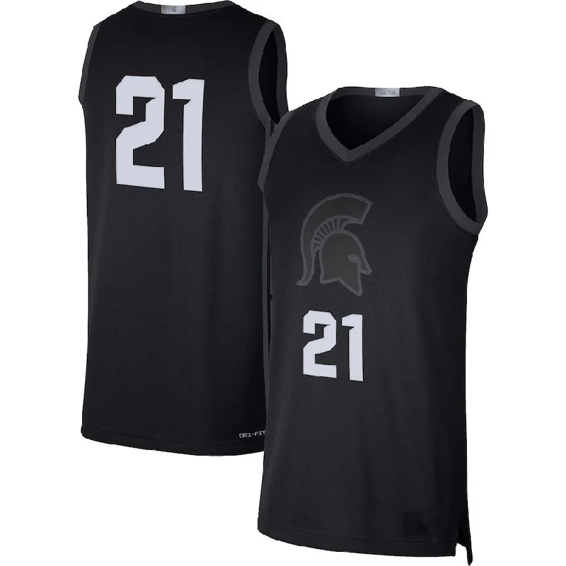 Basketball Jerseys with Multiple Pockets for Storage-#21 M.State Spartans  Limited Basketball Jersey Black Stitched American College Jerseys