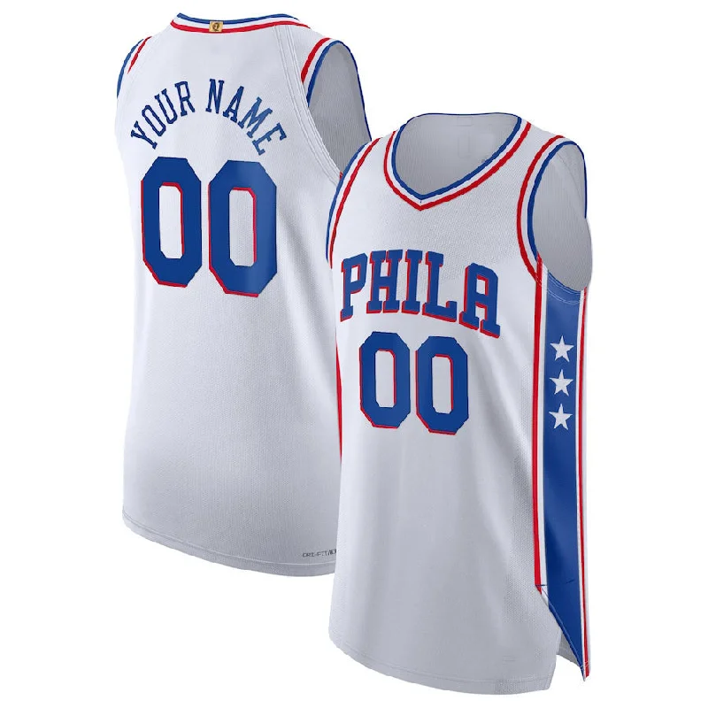 Basketball Jerseys with Mesh Inserts for Extra Ventilation-Custom PH.76ers 2021-22 Diamond Authentic Jersey White Association Edition Stitched Basketball Jersey