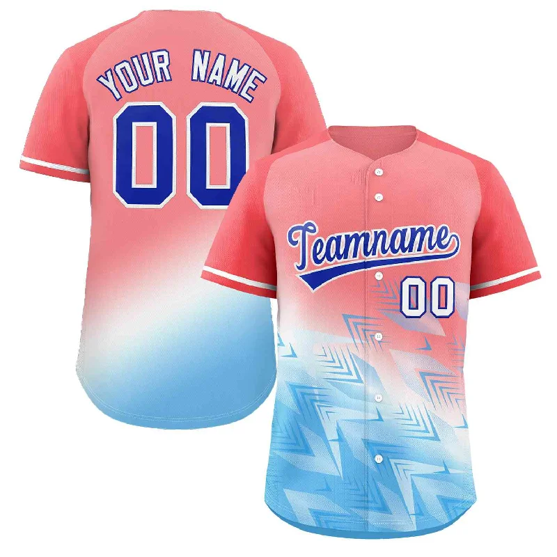 Baseball Jerseys with Non-Iron Fabric for Low Maintenance-Custom Light Red Light Blue Royal-White Gradient Fashion Authentic Baseball Jersey