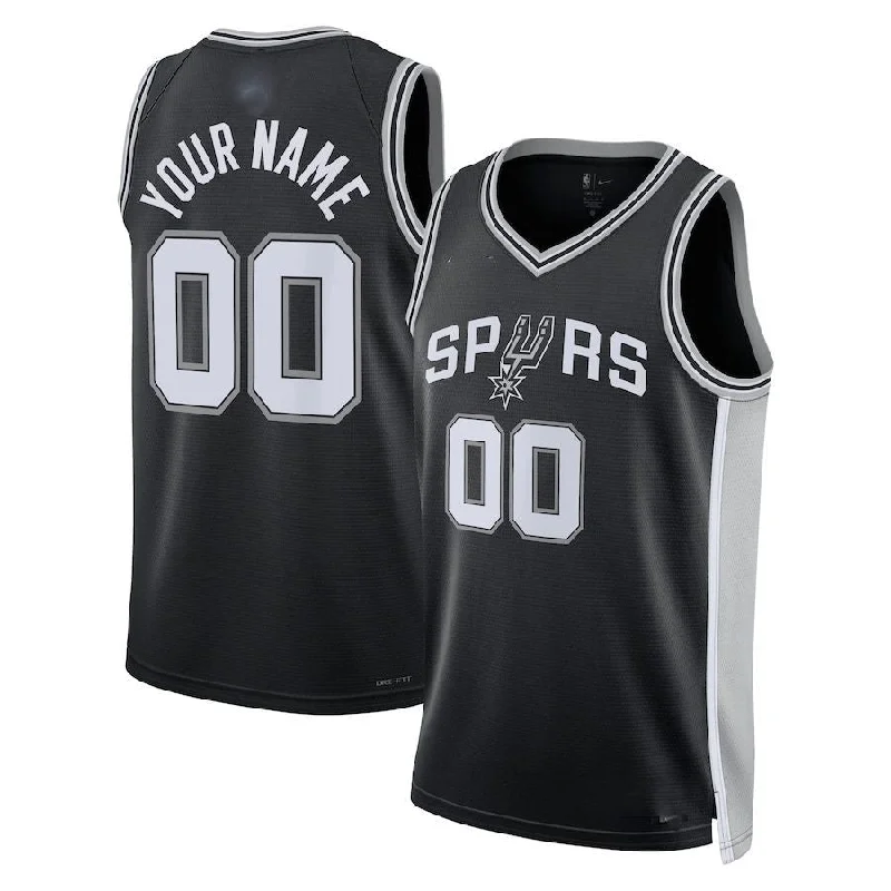 Basketball Jerseys with Non-Iron Fabric for Low Maintenance-Custom S.Antonio Spurs Unisex  Swingman Custom Jersey Black Icon Edition Stitched Basketball Jersey