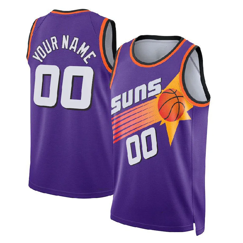 Basketball Jerseys with Tri-Blend Fabric for Soft Feel and Durability-Custom P.Suns Unisex 2022-23 Custom Swingman Jersey Classic Edition  Purple Stitched Basketball Jersey