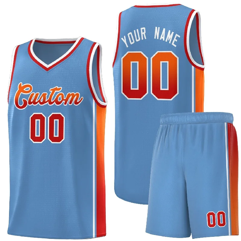 Youth Basketball Jerseys with Personalized Name and Number-Custom Light Blue Orange-Red Gradient Fashion Sports Uniform Basketball Jersey