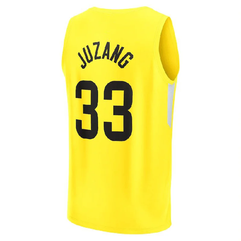 Basketball Jerseys with Sleeveless Design for Warm Weather-U.Jazz #33 Johnny Juzang Fanatics Branded 2022-23 Fast Break Replica Player Jersey  Icon Edition Yellow Stitched American Basketball Jersey