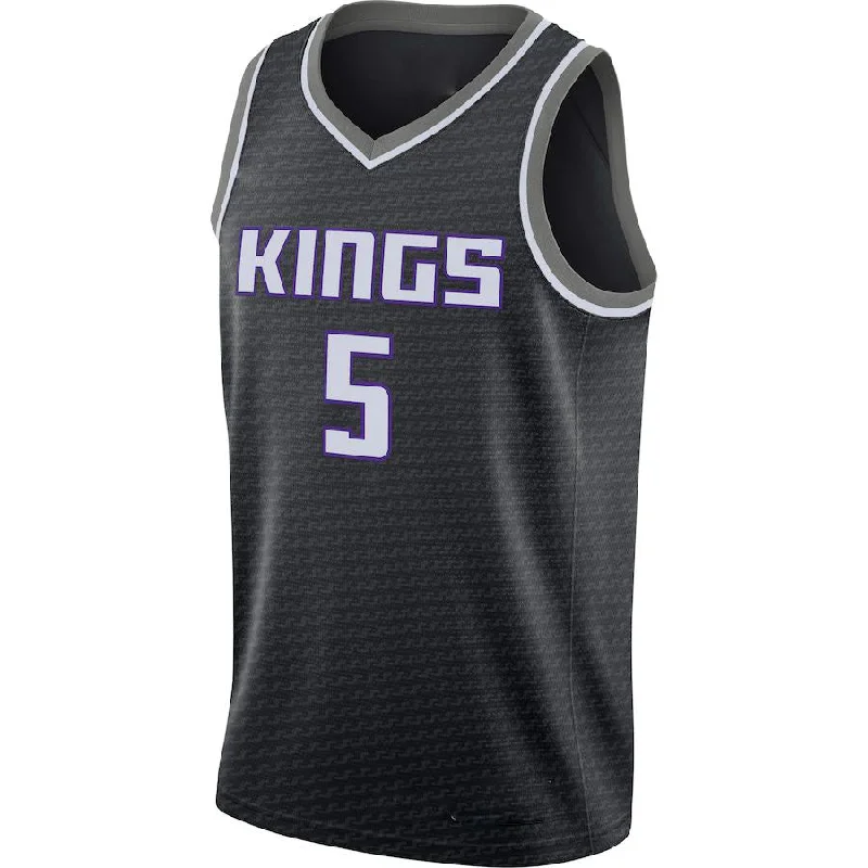 Basketball Jerseys with Multiple Pockets for Storage-S.Kings #5 De'Aaron Fox Jordan Brand  Swingman Jersey Statement Edition Black Statement Edition Stitched American Basketball Jersey