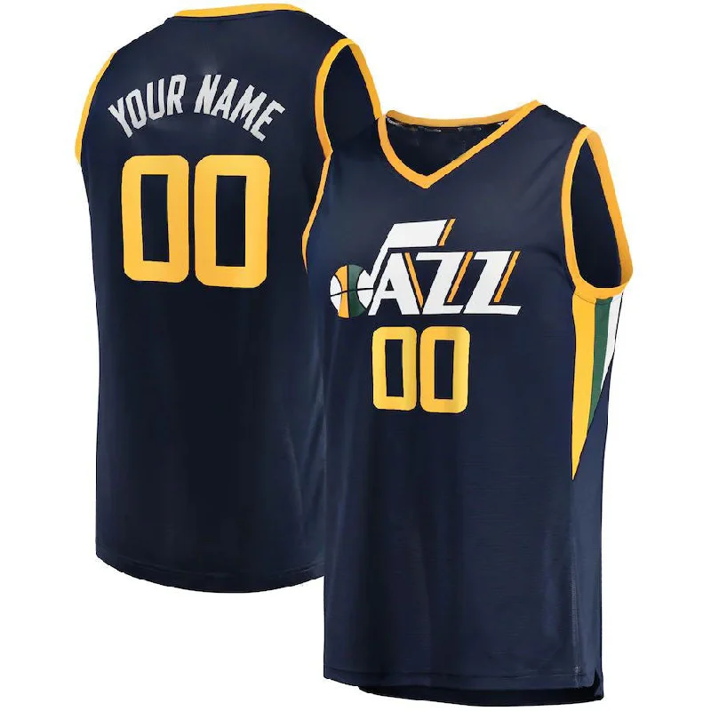 Basketball Jerseys with Anti-Wrinkle Fabric for Easy Maintenance-Custom U.Jazz Fanatics Branded Fast Break Custom Replica Jersey Navy  Icon Edition Stitched Basketball Jersey