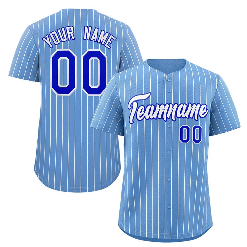 Classic Baseball Jerseys with Traditional Design-Custom Light Blue White-Royal Stripe Fashion Authentic Baseball Jersey