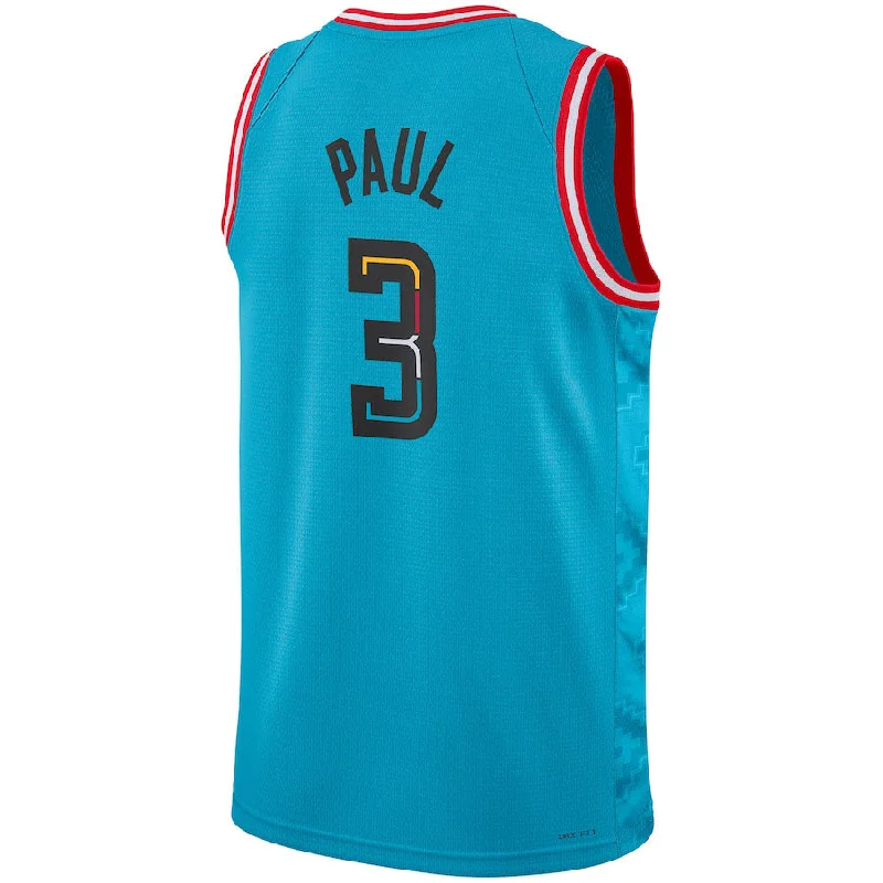 Basketball Jerseys with Minimalist Style for Sleek Appearance-P.Suns #3 Chris Paul Unisex 2022-23 Swingman Jersey City Edition Turquoise Stitched American Basketball Jersey