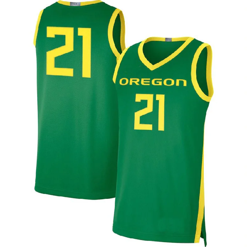 Basketball Jerseys with Full-Length Sleeves for Full Coverage-#21 O.Ducks Limited Basketball Jersey Green Stitched American College Jerseys