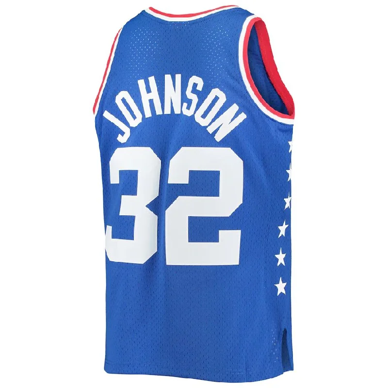 Basketball Jerseys with Tapered Sleeves for Stylish Fit-W.Conference #32 Magic Johnson Mitchell & Ness 1985 All-Star Game Swingman Jersey Royal Stitched American Basketball Jersey