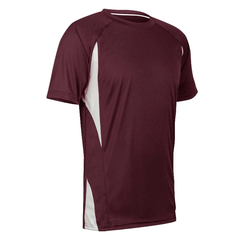 Baseball Jerseys with Reflective Details for Visibility-Champro BST65 Crew Neck Baseball Jersey - Maroon White