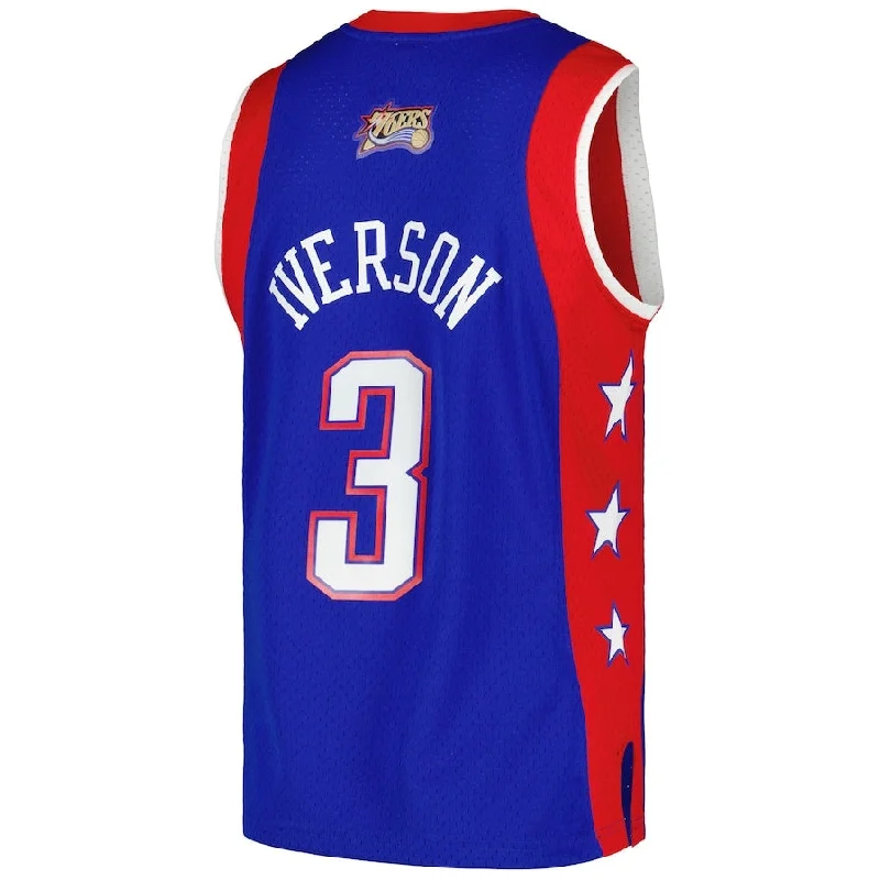 Basketball Jerseys with Contrast Collar for Stylish Touch-E.Conference #3 Allen Iverson Mitchell & Ness Hardwood Classics 2004 All-Star Game Swingman Throwback Jersey - Royal American Basketball Jersey