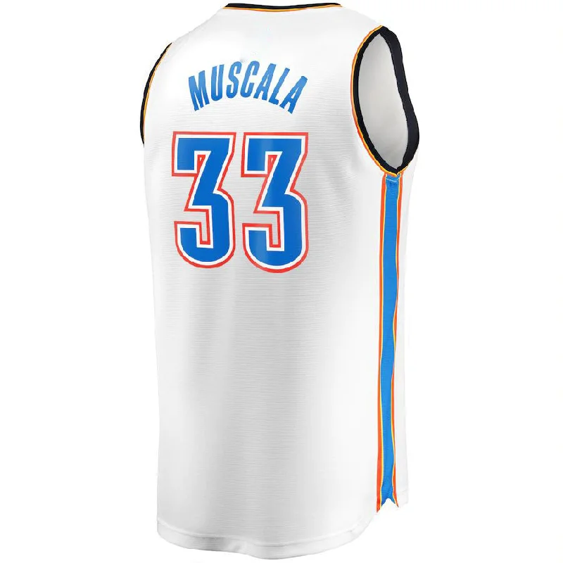 Basketball Jerseys with Classic Stripes for Vintage Feel-OC.Thunder #33 Mike Muscala Fanatics Branded  Fast Break Replica Jersey Association Edition White Stitched American Basketball Jersey