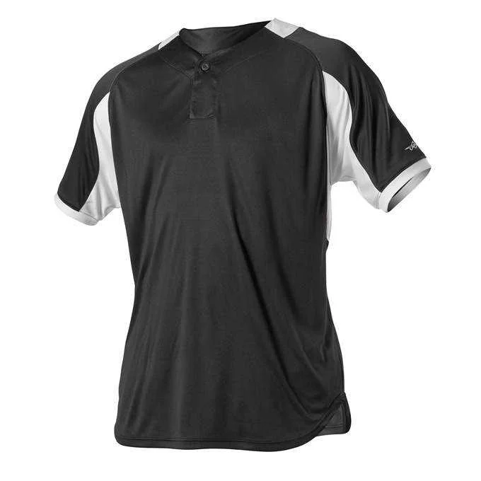 Baseball Jerseys with Ribbed Collar for Secure Fit-Alleson Athletic 5081B Adult Baseball Jersey - Black White