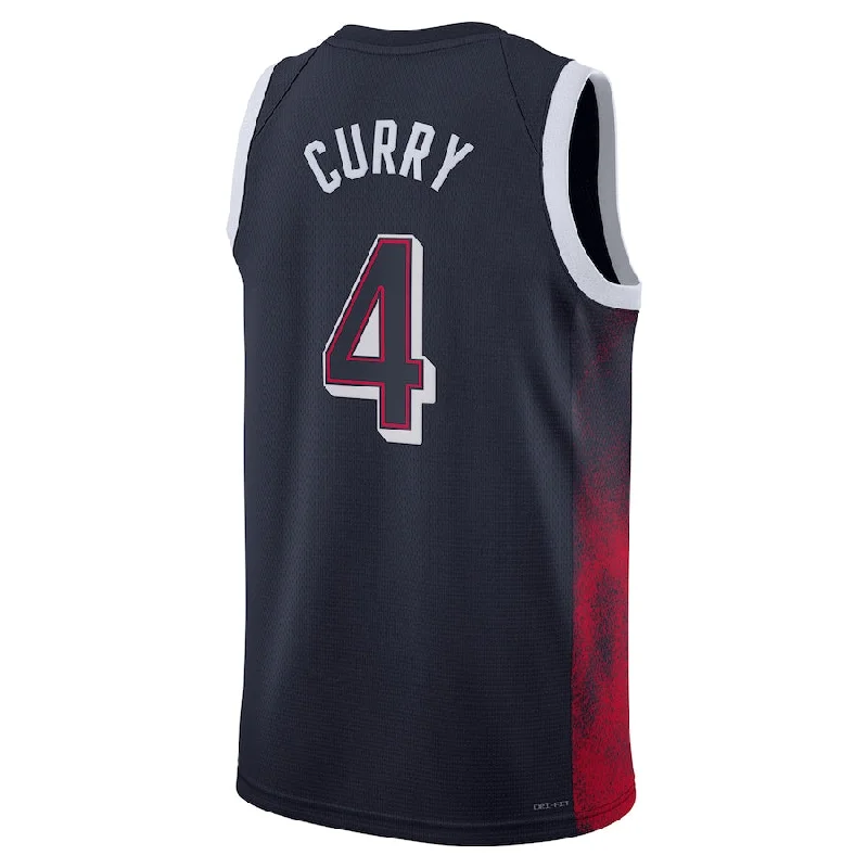 Basketball Jerseys with Soft, Comfortable Neckline for Relaxed Fit-USA Basketball #4 Stephen Curry Unisex 2024 Swingman Player Jersey - Navy American Basketball Jersey