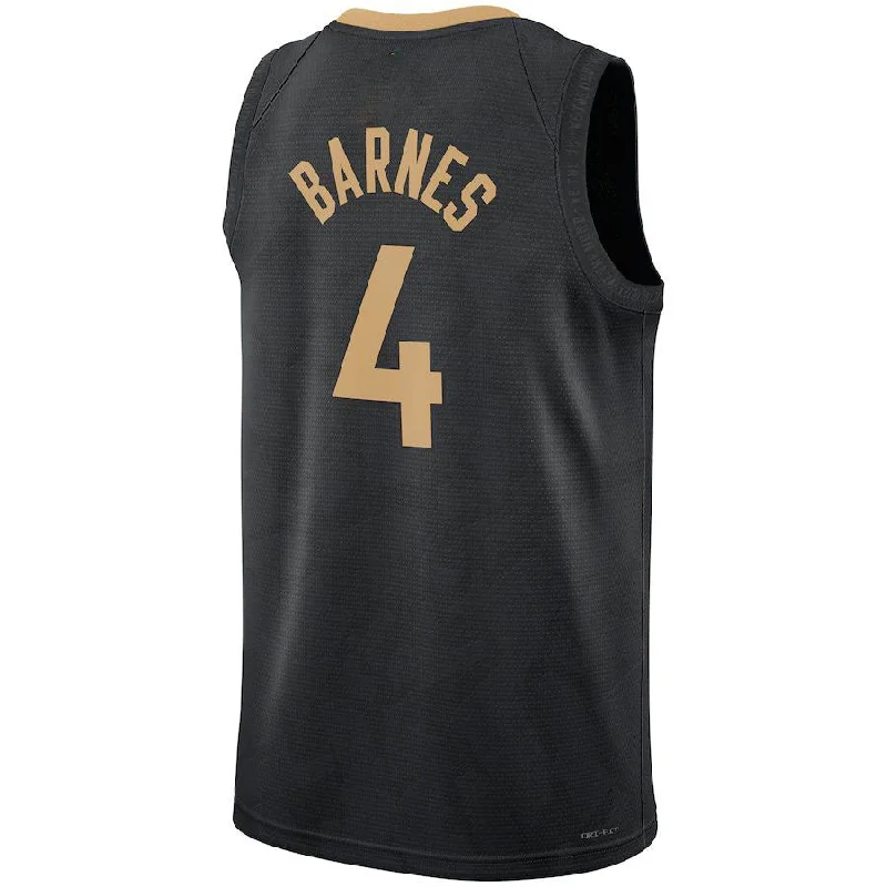 Basketball Jerseys with Lightweight Polyester Fabric for Breathability-T.Raptors #4 Scottie Barnes Unisex Swingman Jersey City Edition Black Stitched American Basketball Jersey