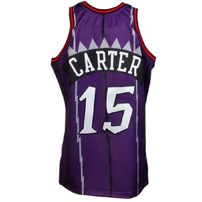 Basketball Jerseys with Elastic Waistband for Secure Fit-T.Raptors #15 Vince Carter Mitchell & Ness 1998-1999 Throwback Authentic Jersey Purple Stitched American Basketball Jersey