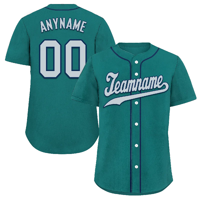 Baseball Jerseys with Soft Touch Fabric for All-Day Comfort-Custom Green Classic Style Grey Personalized Authentic Baseball Jersey BSBJ01-bd0fabe