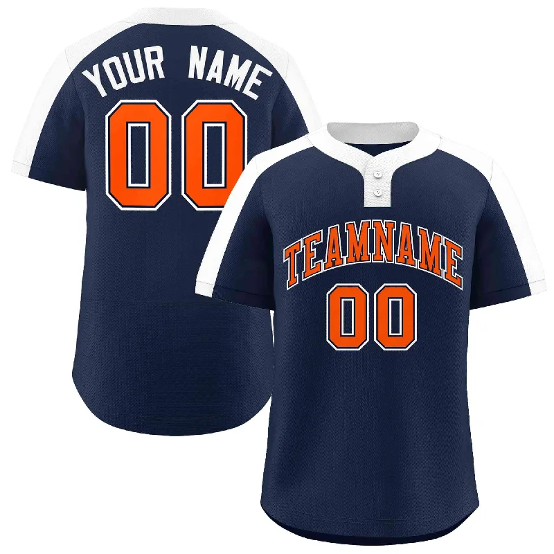 Personalized Baseball Jerseys for Players and Fans-Custom Navy Orange-Navy Classic Style Authentic Two-Button Baseball Jersey