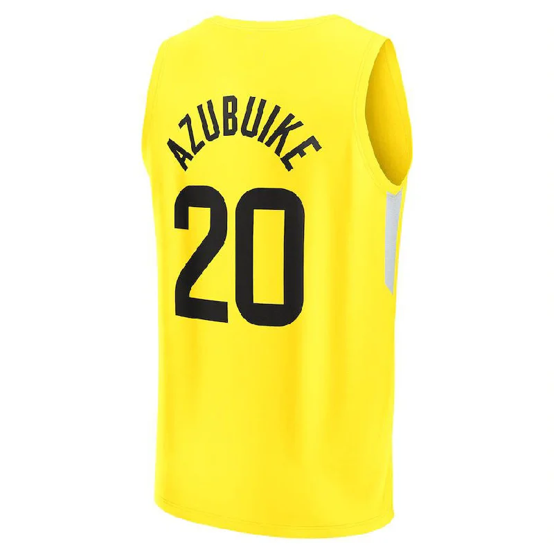 Basketball Jerseys with All-Over Stretch for Easy Movement-U.Jazz #20 Udoka Azubuike Fanatics Branded 2022-23 Fast Break Replica Player Jersey Icon Edition Yellow Stitched American Basketball Jersey