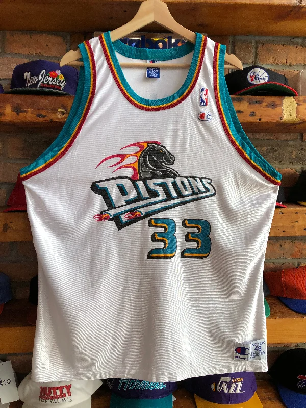 Youth Basketball Jerseys with Personalized Name and Number-Vintage Champion Detroit Pistons Grant Hill Jersey Size 48 XL