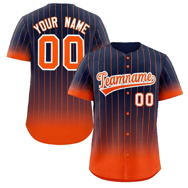 Baseball Jerseys with Tight-Fit Sleeves for Streamlined Look-Custom Navy Orange-White Gradient Stripe Fashion Authentic Baseball Jersey