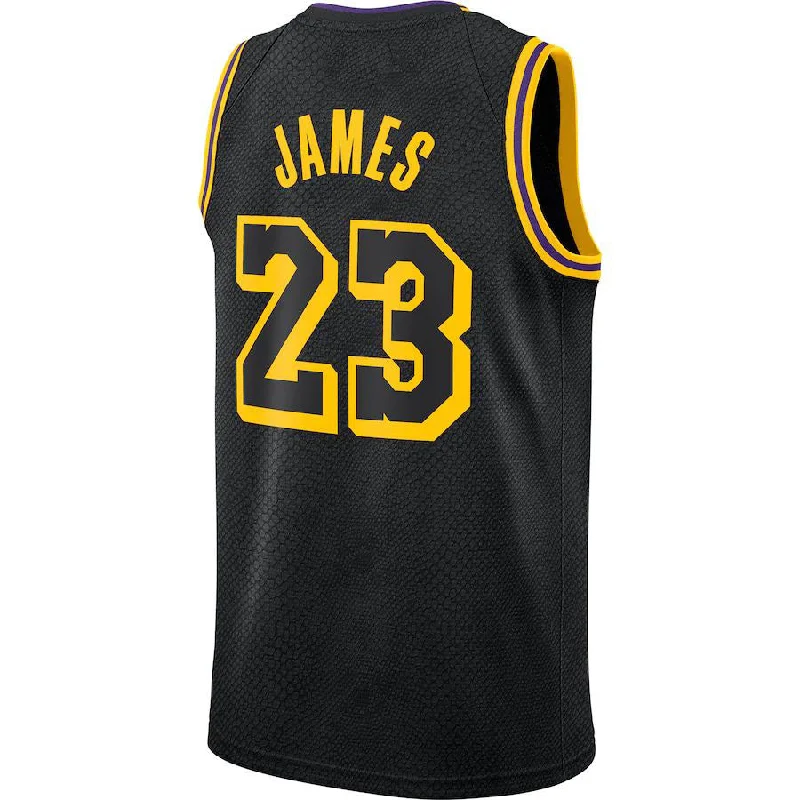 Basketball Jerseys with Lightweight Mesh Fabric for Breathability-LA.Lakers #23 LeBron James City Edition Swingman Jersey Black Stitched American Basketball Jersey