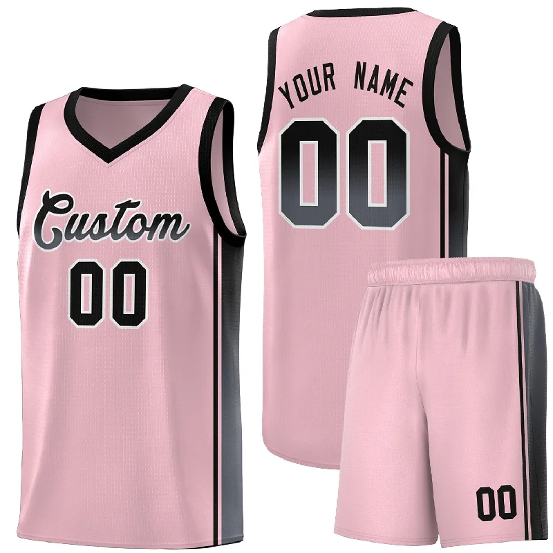 Basketball Jerseys with Soft Interior Lining for Comfort Against Skin-Custom Pink Black-Dark Gray Gradient Fashion Sports Uniform Basketball Jersey