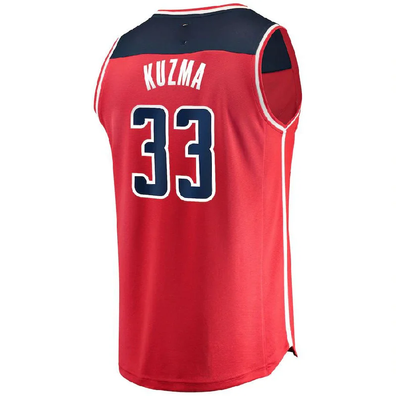 Custom Basketball Jerseys for Teams-W.Wizards #33 Kyle Kuzma Fanatics Branded Fast Break Replica Jersey Icon Edition Red Stitched American Basketball Jersey