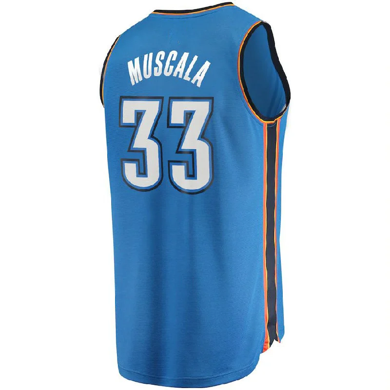 Basketball Jerseys with Extra Breathability for Hot Weather Play-OC.Thunder #33 Mike Muscala Fanatics Branded  Fast Break Replica Jersey Blue  Icon Edition Stitched American Basketball Jersey