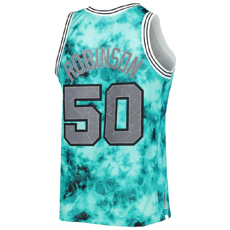 Basketball Jerseys with Reinforced Elbows for Extra Durability-S.Antonio Spurs #50 David Robinson Mitchell & Ness 1998-99 Galaxy Swingman Jersey  Teal Stitched American Basketball Jersey