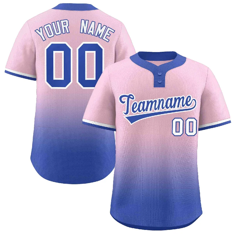 Baseball Jerseys with Full-Button Closure for Traditional Style-Custom Light Pink Royal Royal-White Gradient Fashion Authentic Two-Button Baseball Jersey