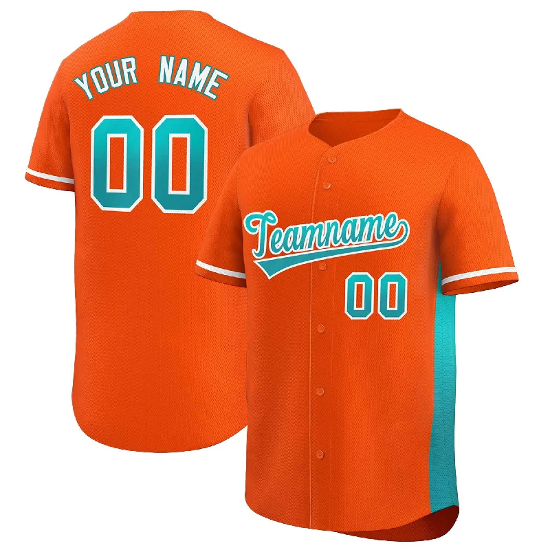 Baseball Jerseys with Slim Fit for Modern Look-Custom Orange Aqua Personalized Gradient Font And Side Design Authentic Baseball Jersey