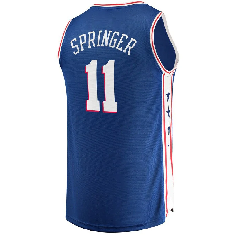 Basketball Jerseys with Extra Breathability for Hot Weather Play-PH.76ers #11 Jaden Springer Fanatics Branded 2021  Draft First Round Pick Fast Break Replica Jersey Icon Edition Royal Stitched American Basketball Jersey