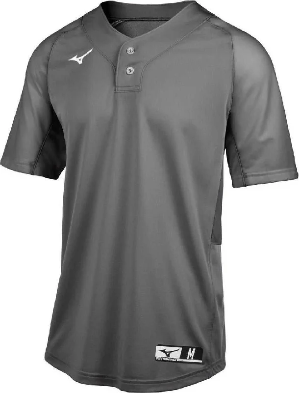 Baseball Jerseys with Zippered Neck for Versatility-Mizuno Youth Aerolite 2-Button Baseball Jersey - Charcoal