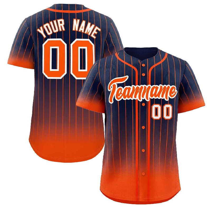 Baseball Jerseys with Extra Breathability for Hot Weather Play-Custom Navy Orange-White Gradient Stripe Fashion Authentic Baseball Jersey