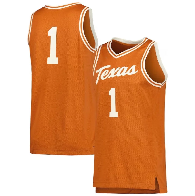 Basketball Jerseys with Tight-Fit Sleeves for Streamlined Look-#1 T.Longhorns Retro Replica Basketball Jersey - Cream American College Jerseys