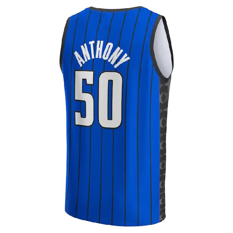 Basketball Jerseys with Soft, Comfortable Neckline for Relaxed Fit-O.Magic #50 Cole Anthony Fanatics Branded 2022-23 Fast Break Replica Jersey Statement Edition Blue Stitched American Basketball Jersey