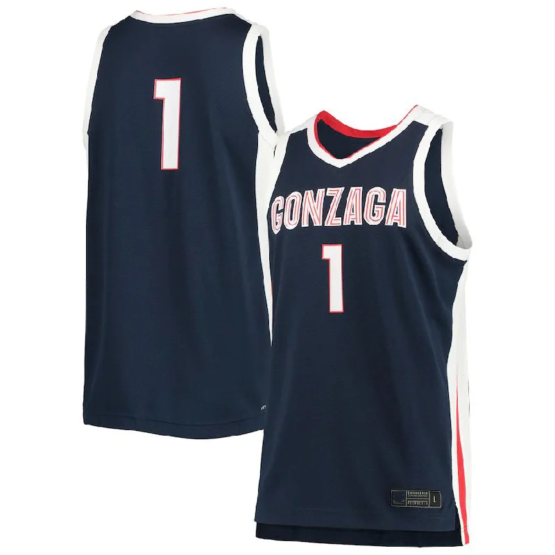 Custom Basketball Jerseys for Teams-#1 Gonzaga Bulldogs Replica Basketball Jersey Navy Stitched American College Jerseys