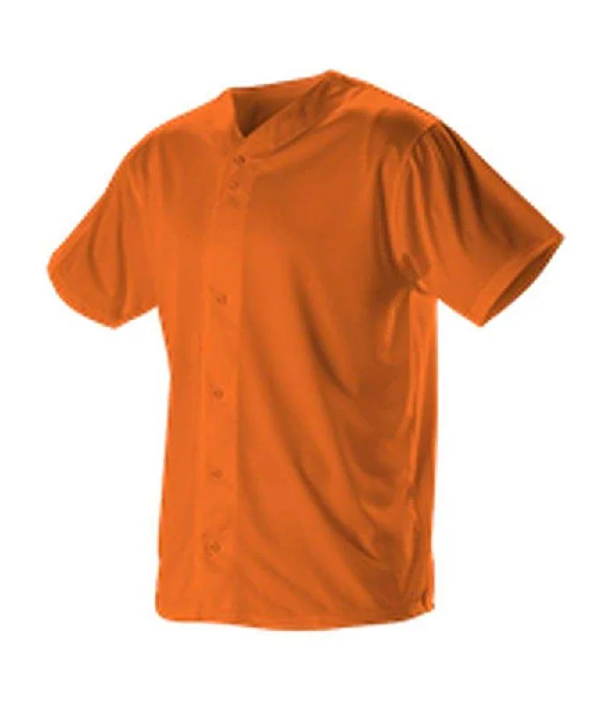 Lightweight Baseball Jerseys for Comfort and Speed-Alleson Athletic 52MBFJY Youth Full Button Lightweight Baseball Jersey - Orange