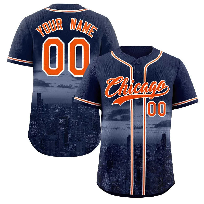 Professional Baseball Jerseys for Competitive Players-Custom Navy Orange-White Chicago City Connect Baseball Jersey