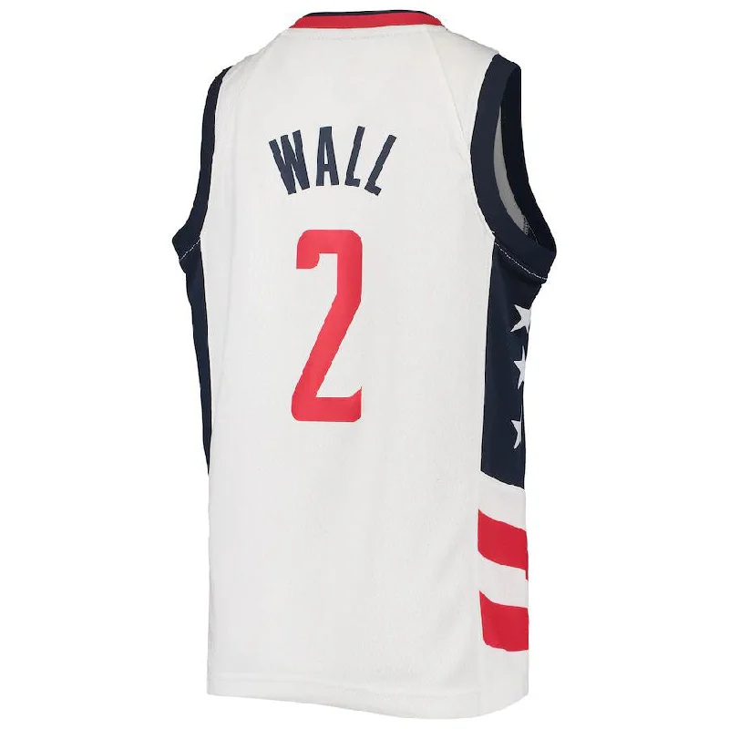 Basketball Jerseys with Unique Graphic Prints for Personal Style-W.Wizards #John Wall Washington Wizards Nike Swingman Badge Jersey  City Edition White Stitched American Basketball Jersey