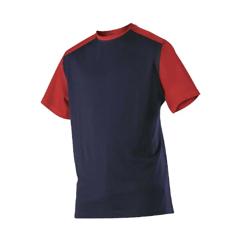 Baseball Jerseys with Classic Stripes for Vintage Feel-Alleson Athletic 532CJ Adult Crew Neck Baseball Jersey - Navy Red