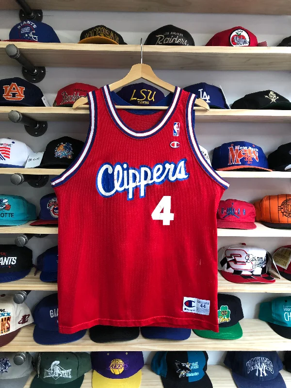 Basketball Jerseys with Soft Collar for Comfort-Vintage Early 90s Clippers Ron Harper Jersey Size 44/L