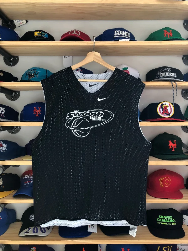 Basketball Jerseys with Moisture-Wicking Technology-Vintage 2000s Nike Swoosh League NYC Reversible Jersey Size XL