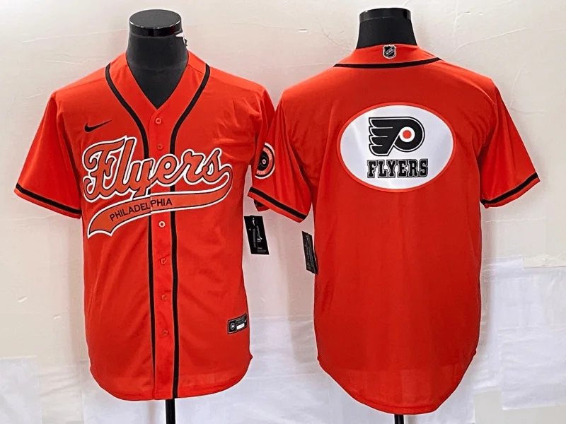 Baseball Jerseys with Minimalist Style for Sleek Appearance-Men's Philadelphia Flyers Orange Team Big Logo Cool Base Stitched Baseball Hockey Jersey