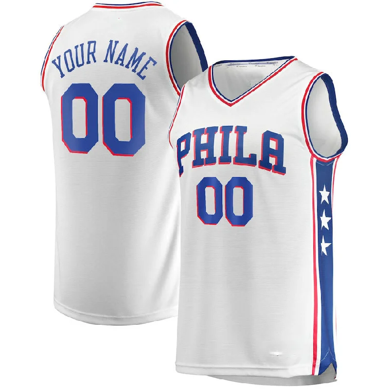 Basketball Jerseys with Custom Colors for Team Branding-Custom PH.76ers Fanatics Branded  Fast Break Replica Jersey White Association Edition Stitched Basketball Jersey