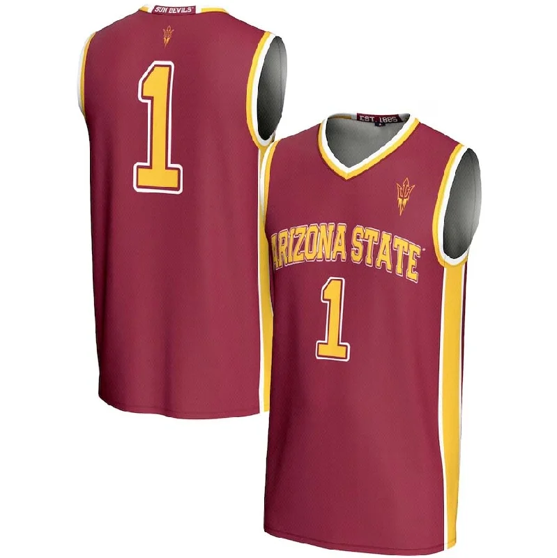 Basketball Jerseys with Durable Fabric for High-Performance Play-#1 A.State Sun Devils GameDay Greats Unisex Lightweight Basketball Jersey - Maroon Stitched American College Jerseys