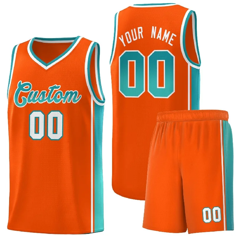 Basketball Jerseys with Soft Collar for Comfort-Custom Orange Aqua Gradient Fashion Sports Uniform Basketball Jersey