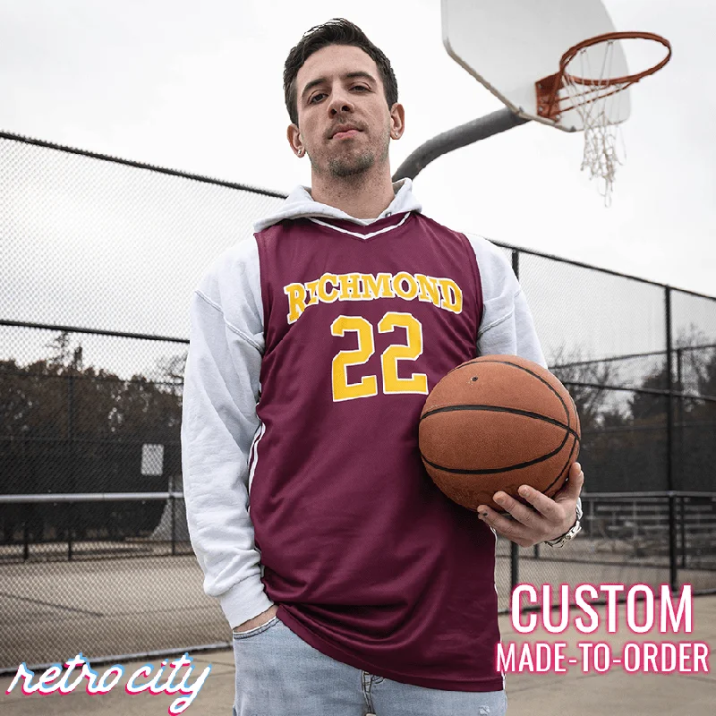 Basketball Jerseys with Vented Mesh Panels for Maximum Airflow-Richmond High School 'Coach Carter' Oilers Custom Basketball Jersey (Maroon)